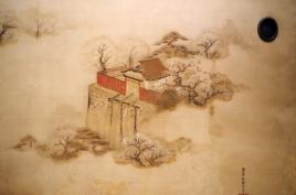 三谷勝波方信「清水寺春景図」（部分）　江戸時代