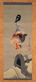 伊藤若冲筆　中鶏　左右梅図　(いとうじゃくちゅうひつ　なかとり　さゆううめず) - 江戸時代 - 鹿苑寺(金閣寺)蔵 (画像提供：鹿苑寺(金閣寺))