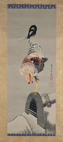 中鶏　左右梅図（中幅）
天明９年（１７８９）
金閣寺蔵